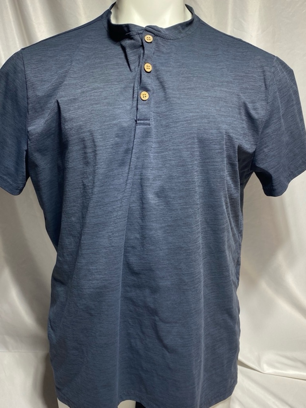 COOFANDY Men's 2XL Navy Blue Henley Polo Shirt Short Sleeve 3 Button